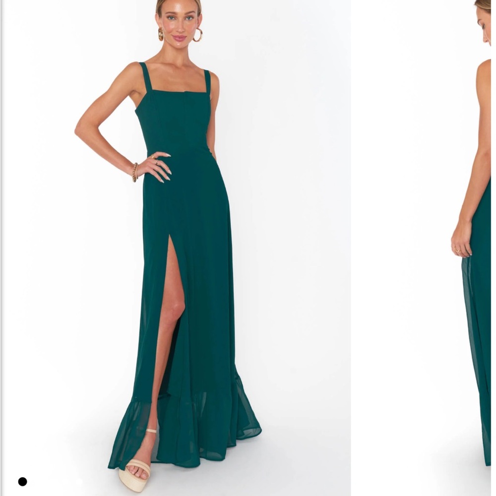 Show Me Your Mumu Clarissa Corset Dress in Emerald Green Chiffon size medium